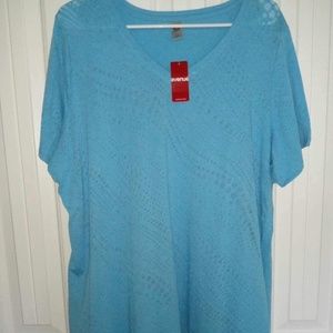 NWT Avenue Women’s Blue Short Sleeve Top, Size 22/24/2X, Plus Size